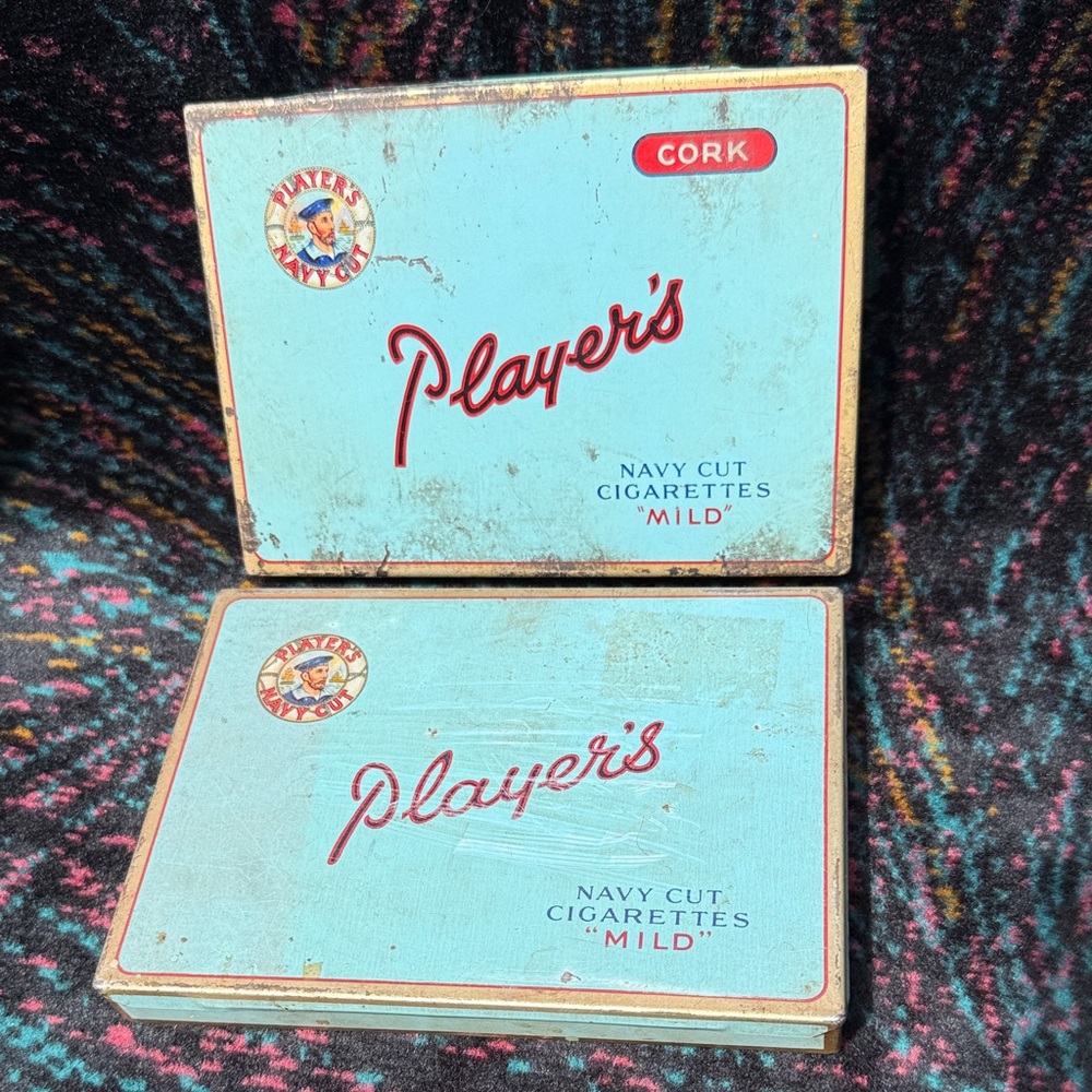 (2) Players light blue 30/40s Navy Cut “Mild” Cigarette Tin